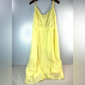 Universal Thread 2X Boho Cotton Sun Dress in Butter Yellow Tiered Maxi Dress